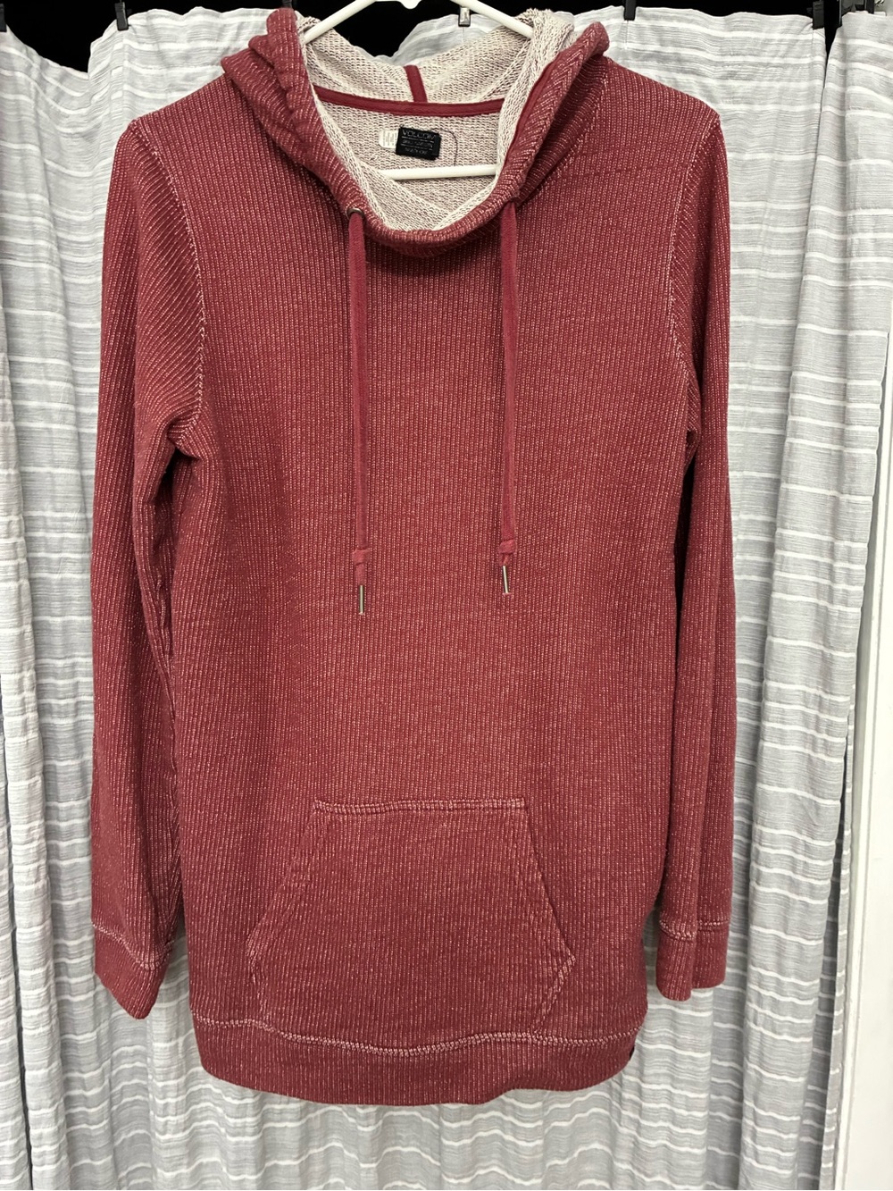 Volcom Women's Burgundy Ribbed Hoodie Sweater